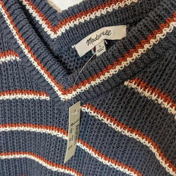 NWT Madewell Striped Blue Orange Knit Tank - Picture 4 of 9